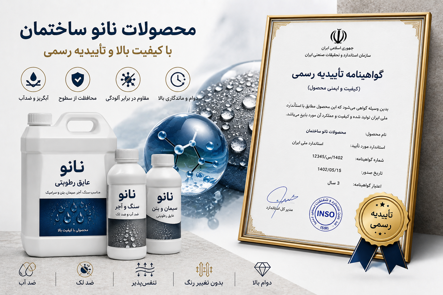 محصولات نانو ساختمان با کیفیت بالا و تأییدیه رسمی